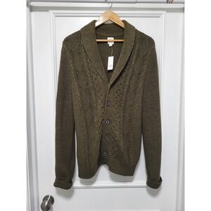 New Gap Military Green Cableknit V Neck Oversized Cardigan Sweater Sz M